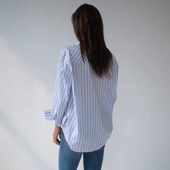 AYR The Deep End Shirt M medium grape soda purple stripe oversized button up - Picture 3 of 11